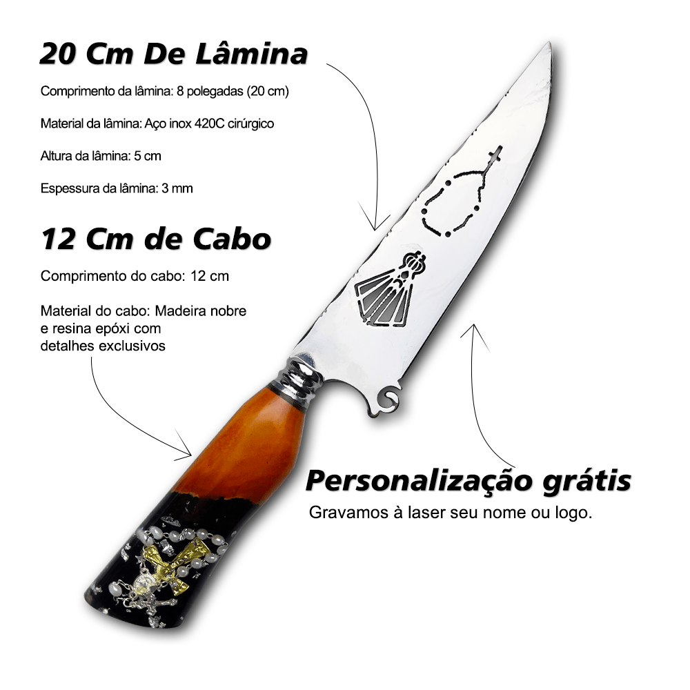 Faca Churrasco Artesanal 8" Nossa Senhora