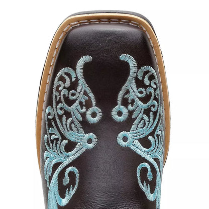 Bota Texana Feminina "Floral Azul" - Esporatto